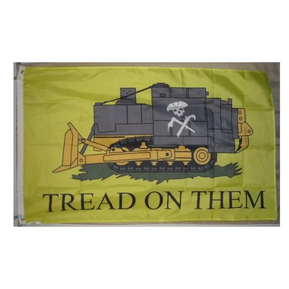 Killdozer Tread On Them 3'x5' yellow Flag banner Gadsden Don't Tread on Me